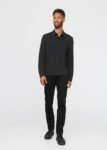 Knit Button Down Air Flow Pique - Black