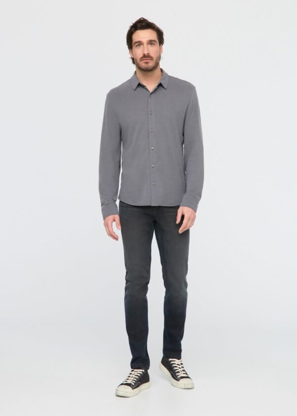 Knit Button Down Air Flow Pique - Charcoal