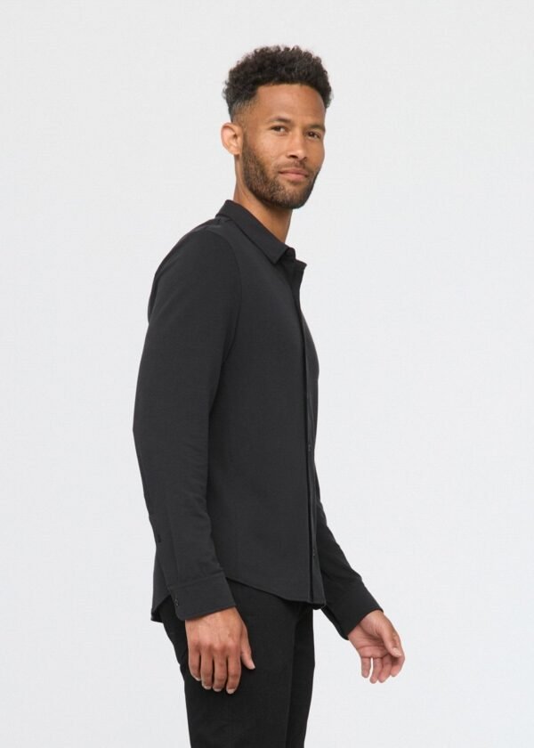 Knit Button Down Air Flow Pique - Black