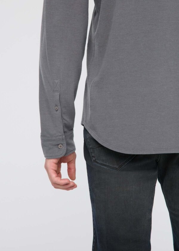 Knit Button Down Air Flow Pique - Charcoal